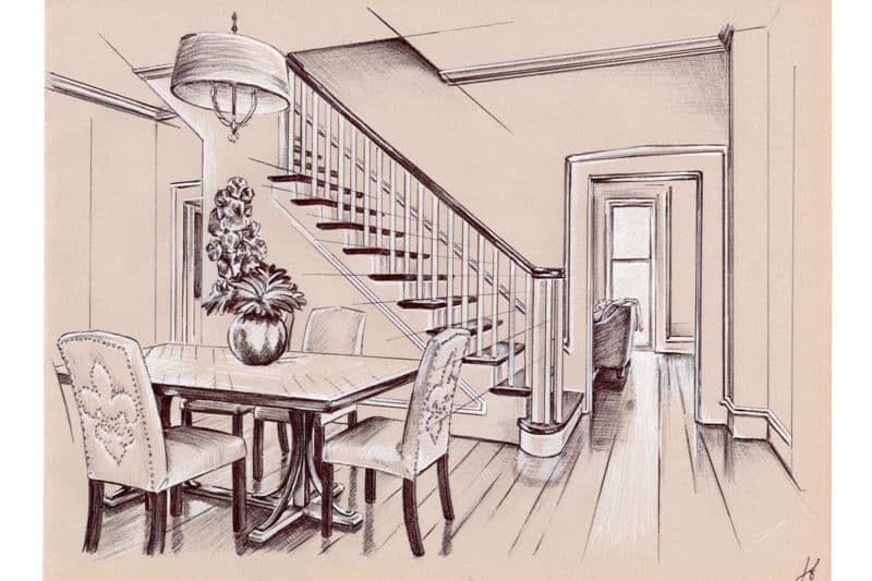 1850s Historic Family Home Renovation - dining area drawing