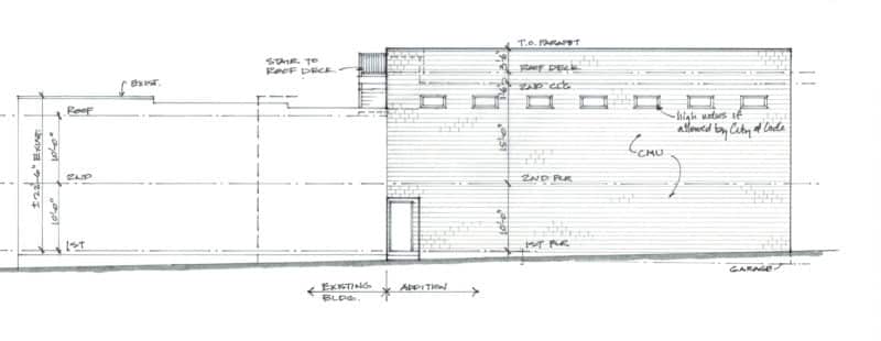 Hand sketch of building's window design
