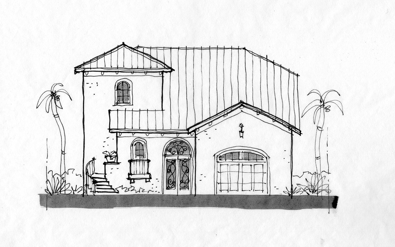 Second Rough pencil design for Custom Beach House in Belize