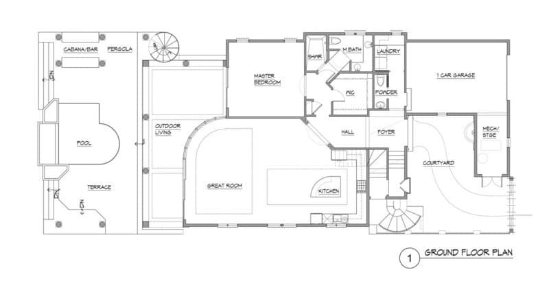 Ground floor plan design for Custom Beach House in Belize