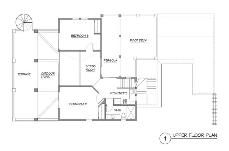 Upper floor plan design for Custom Beach House in Belize