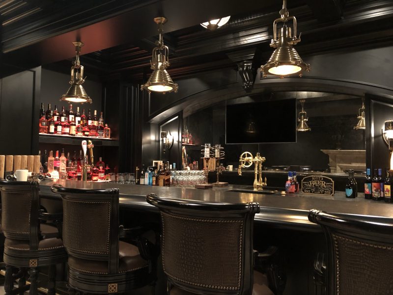 Right view of Custom bar table with chairs