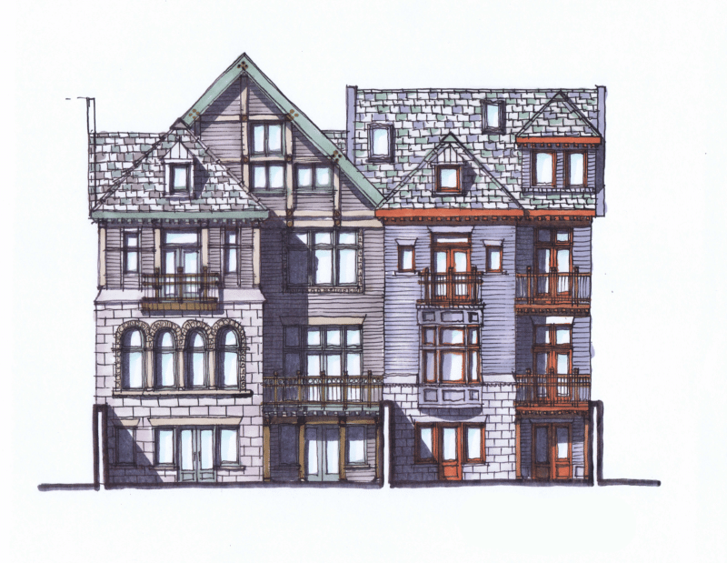 Second Design option for Multi-Family Design with Custom Single Family Attached House