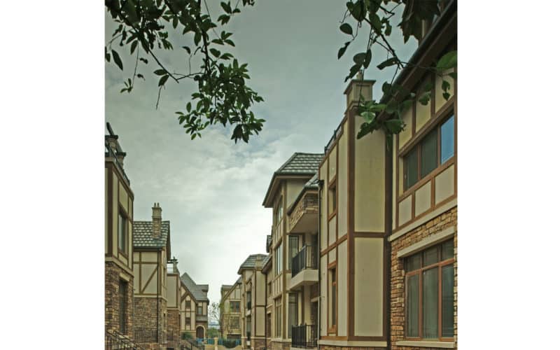 Street view of Custom townhome