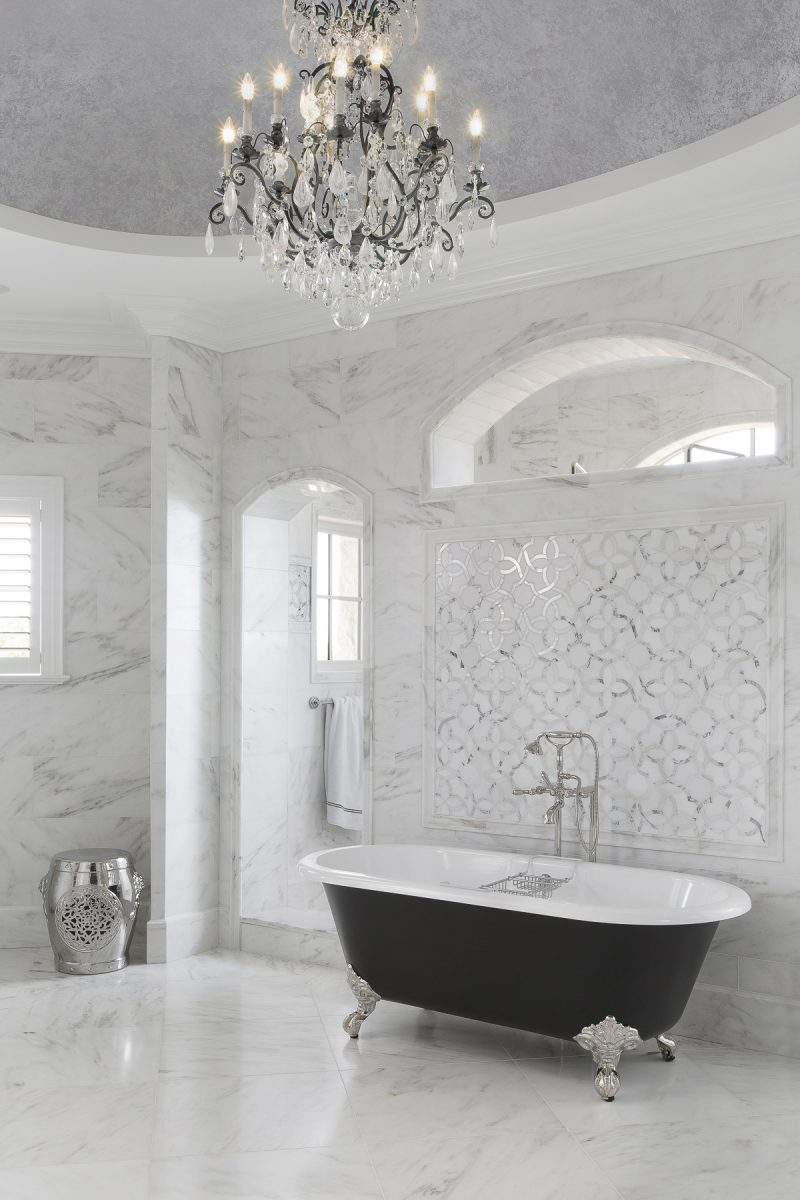 Custom bathroom with white stones