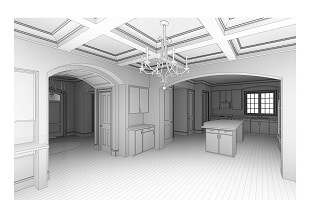 Living room 3d design for Luxury Custom Home in Clayton