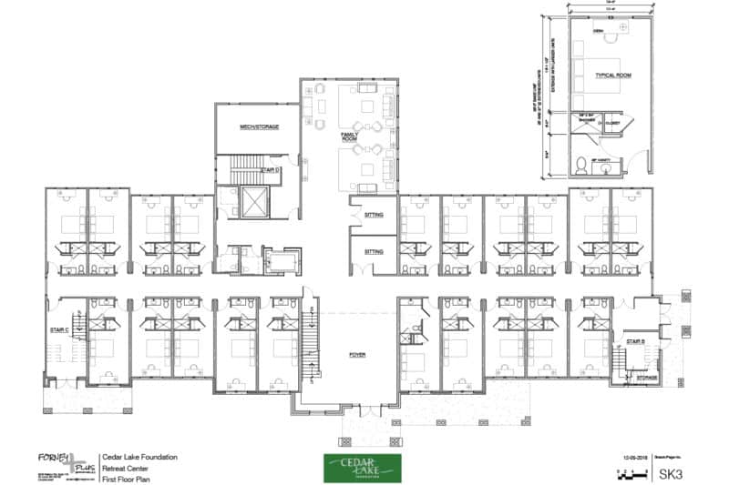 First floor plan paper for Cedar Lake Conference Center Development