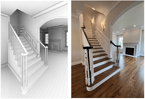 Stair 3d drawing for Luxury Custom Home in Clayton