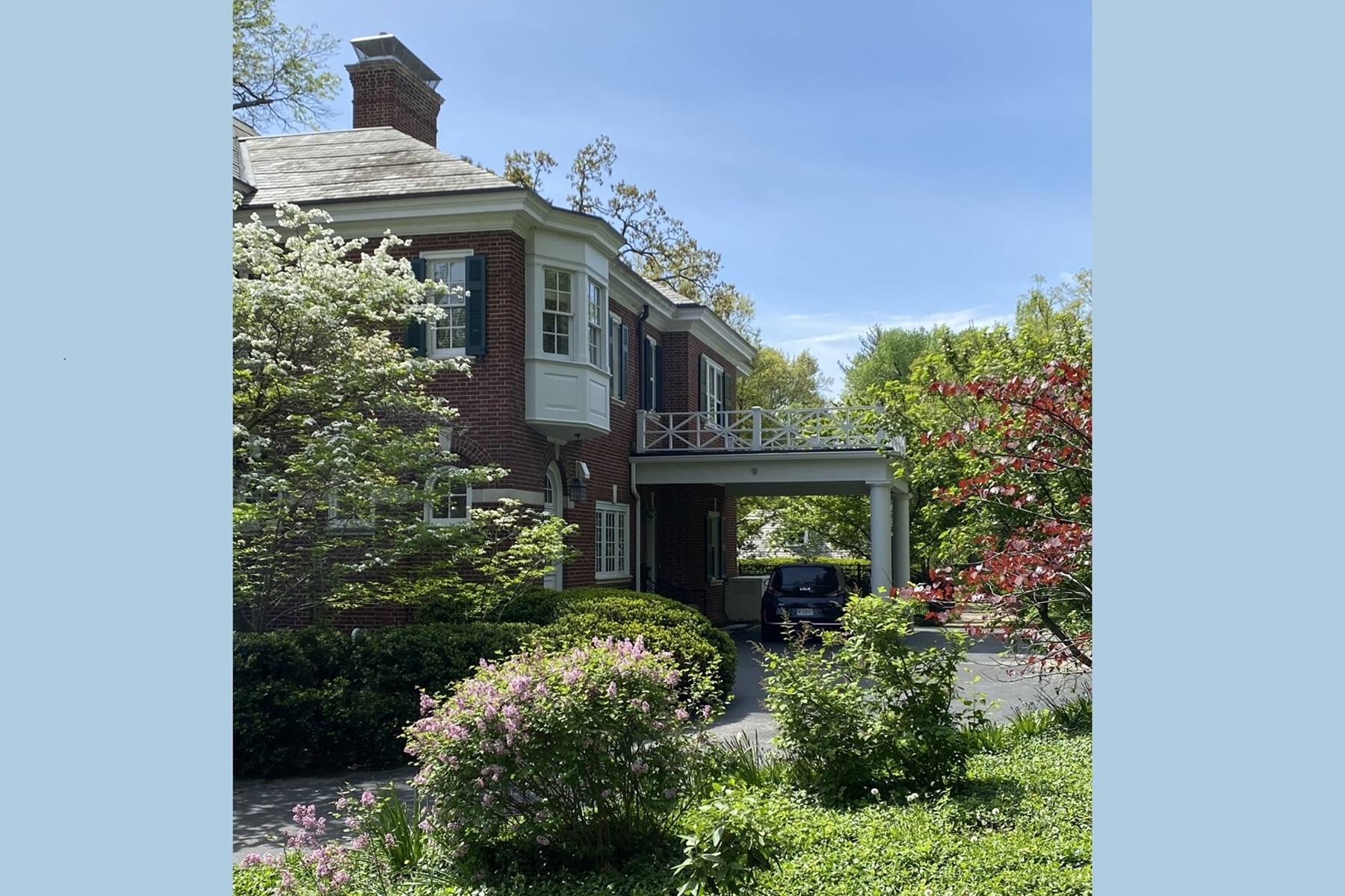 grand georgian porte cochere w chimney - addition & renovation